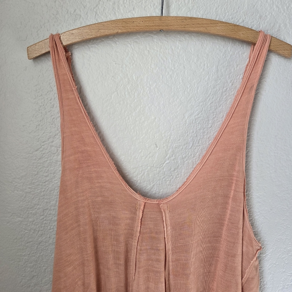 Free People We The Free Sz M Cami Tank Top Raw Edge Orange Stretch 100%Viscose - Picture 8 of 13